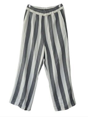 Christian Siriano Striped Linen Wide Leg Pants Size Small